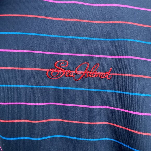 G/FORE Golf Polo Shirt Mens Extra Large Blue Performance Striped Sea Island - Picture 4 of 12
